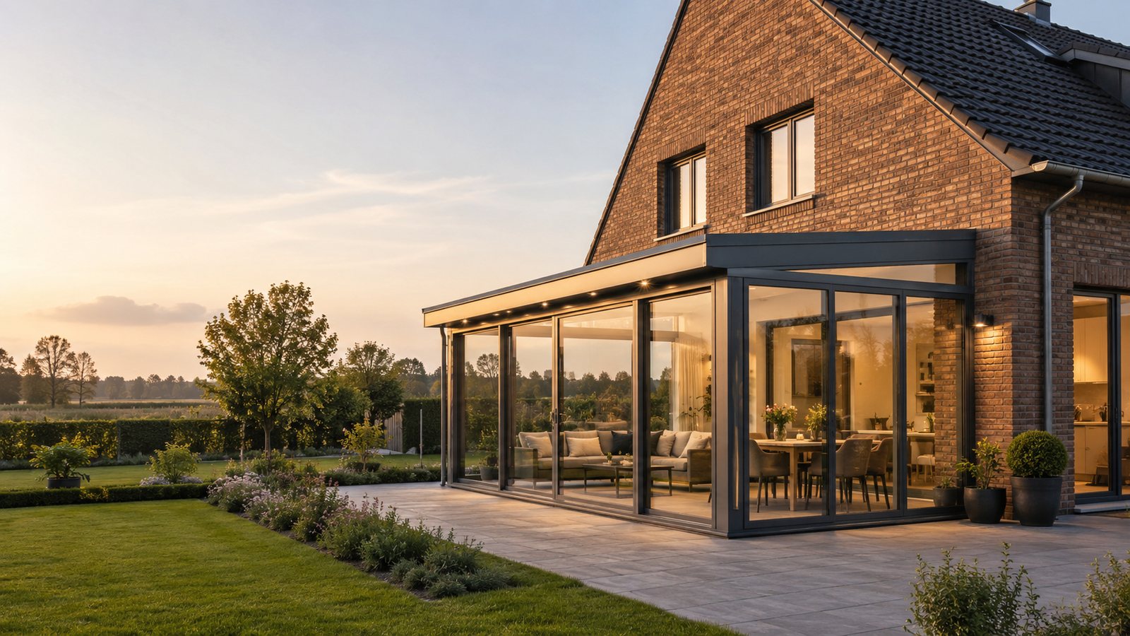 Modernes Wohnhaus mit Glas-Anbau und neuer Terrasse – Projekt von Lokaj Bau